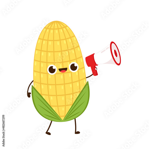 Corn cartoon vector. Cute vegetable vector character set isolated on white.