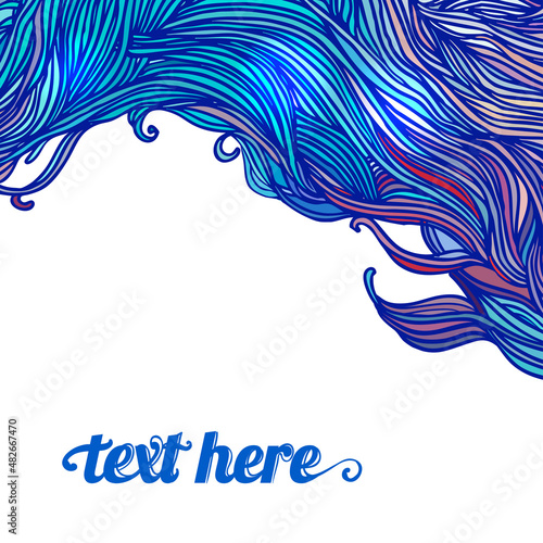 Decorative frame of hair or wave pattern. Abstract vector background.