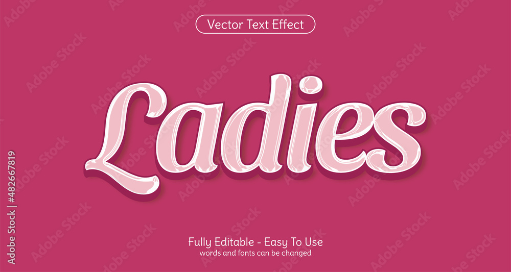 Creative 3d text ladies editable style effect template