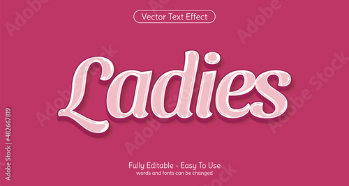 Creative 3d text ladies editable style effect template