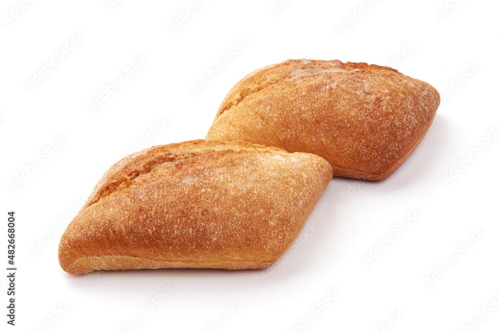 Homemade buns, isolated on white background.