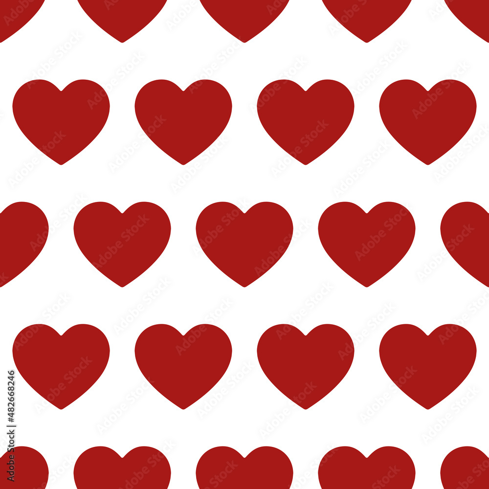 Seamless red hearts pattern Valentine's day print