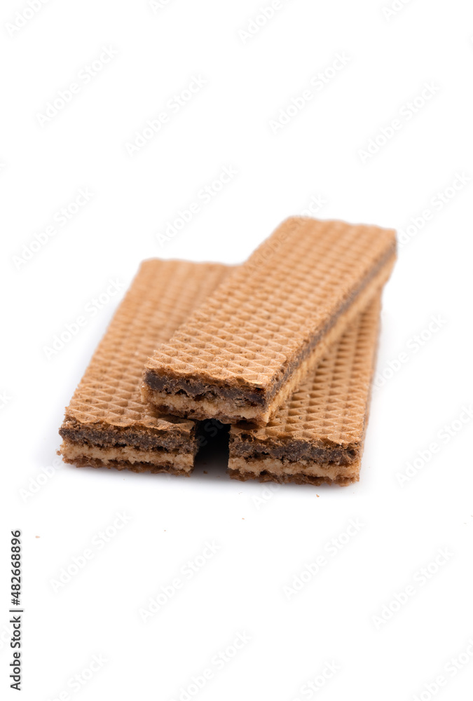 Chocolate wafers on white background Chocolate wafers on white background
