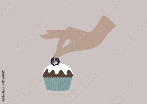 Cannabis-infused chocolate muffin, a homemade edible weed