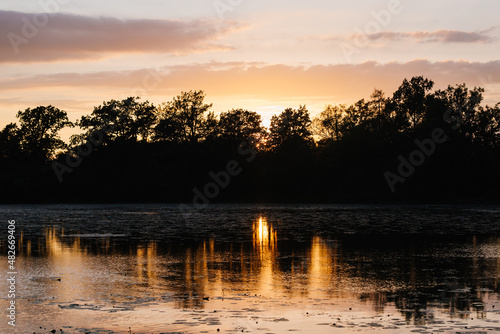 sunset over lake