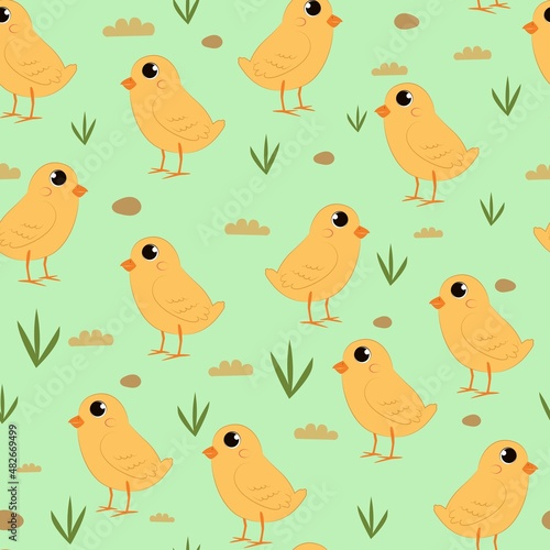 
seamless chicken pattern, vector baby background.