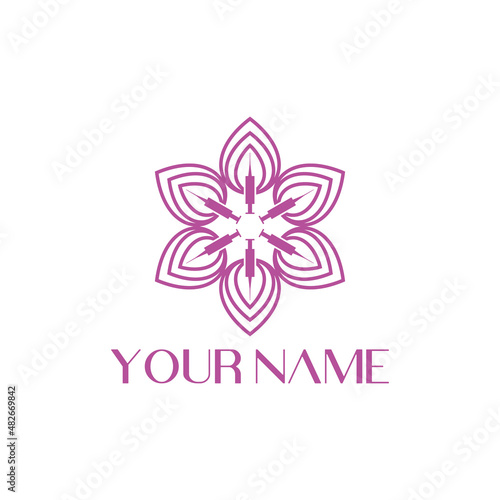 health care injection leaf botox logo design