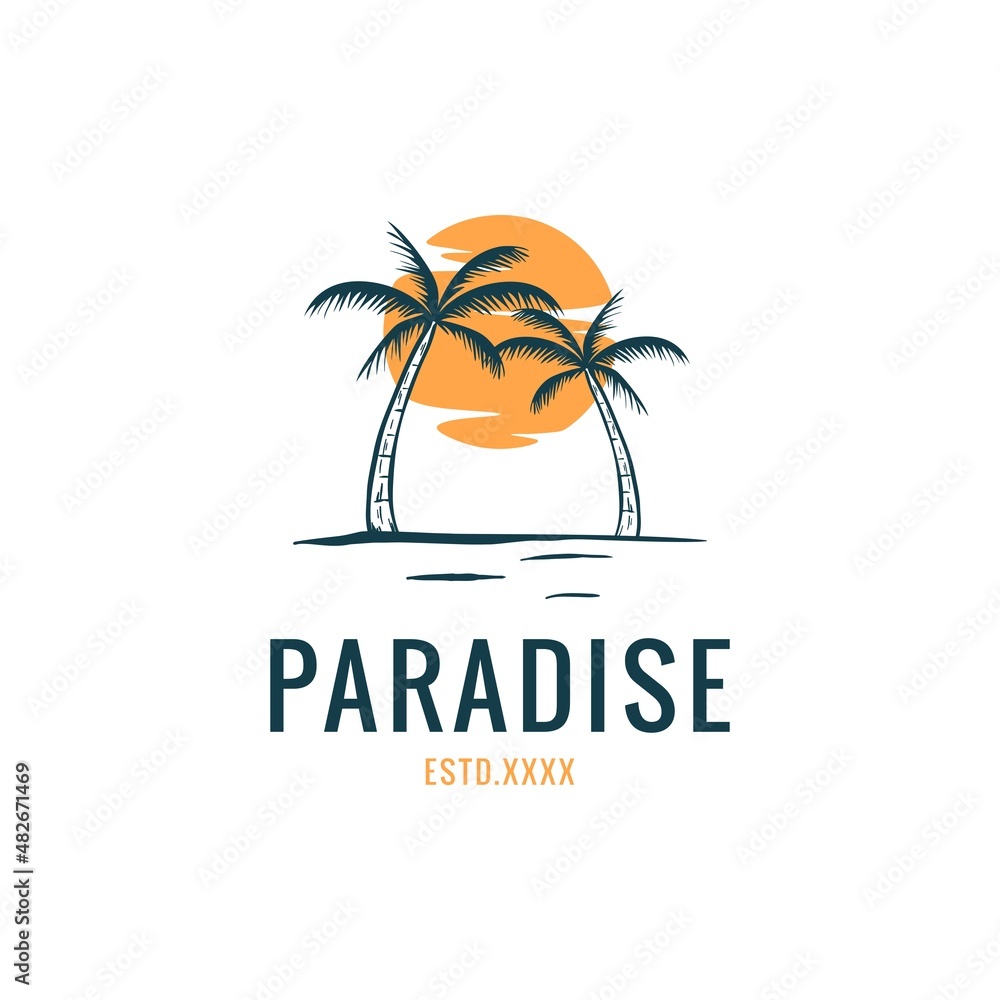 Beach paradise logo design vector illustration	