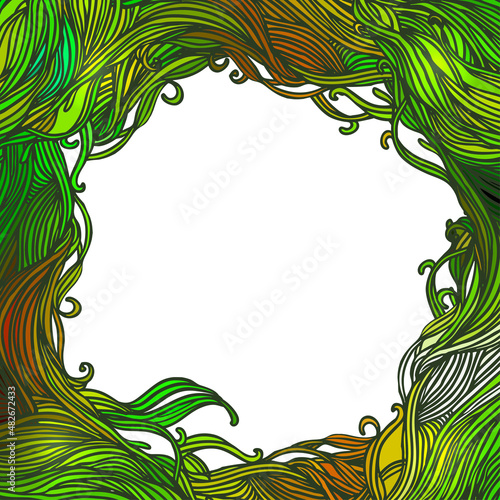 Decorative frame of hair or wave pattern. Abstract vector background.