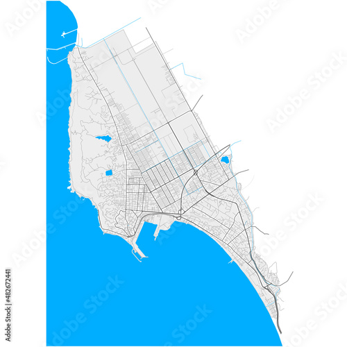 Durres  Albania Black and White high resolution vector map