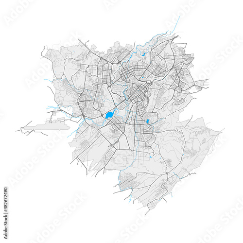 Yerevan, Armenia Black and White high resolution vector map