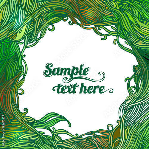 Decorative frame of hair or wave pattern. Abstract vector background.