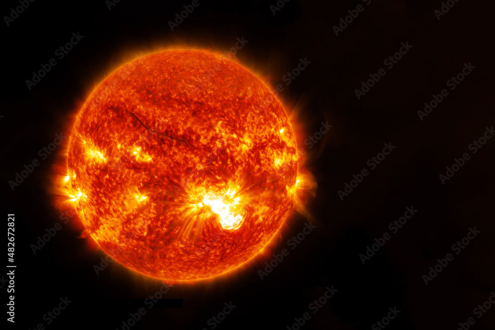 The sun from space on a dark background. Elements of this image furnished by NASA The sun from space on a dark background. Elements of this image furnished by NASA