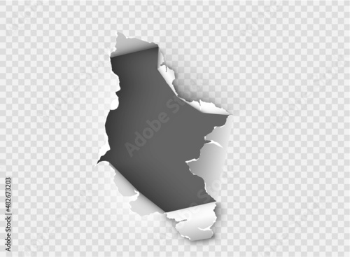 ragged Hole torn in ripped paper on transparent background