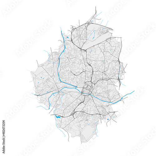 Charleroi, Belgium Black and White high resolution vector map