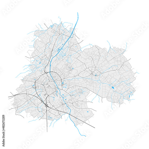 Aalst, Belgium Black and White high resolution vector map
