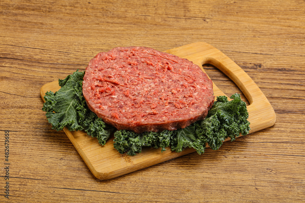 Raw beef burger cutlet for burger Raw beef burger cutlet for burger