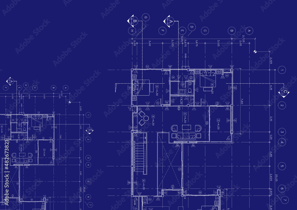 Obraz premium Floor plan designed building on the drawing.