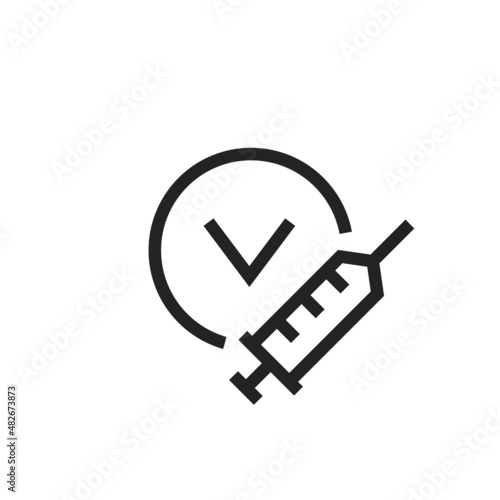 Vaccination certificate vector line icon