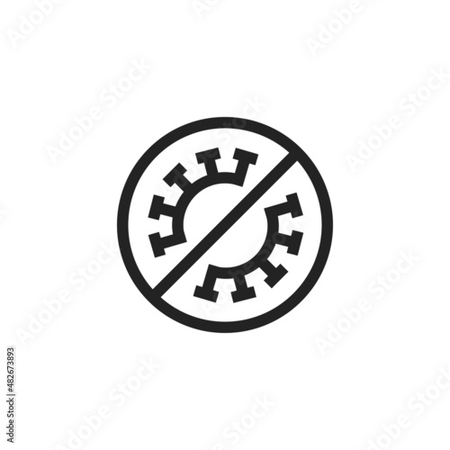 Covid free zone line icon. Disinfected sign