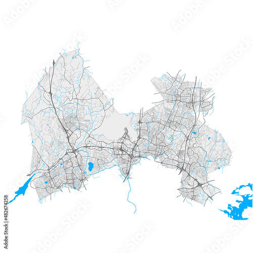 Vantaa, Finland Black and White high resolution vector map