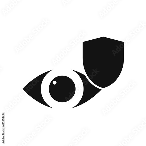 Simple eye icon with protection sign