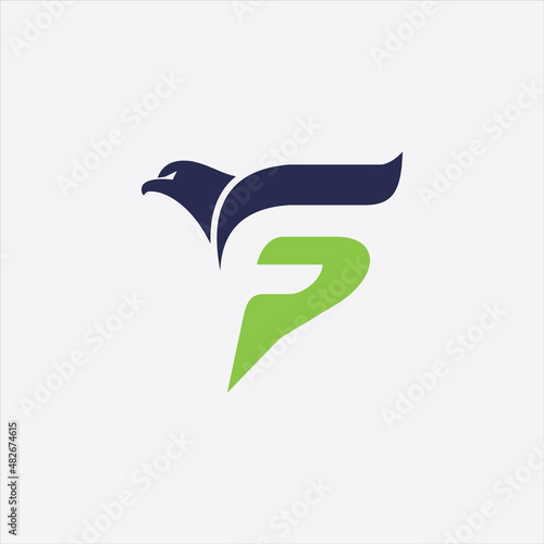 creative simple logo design eagle SF letter
