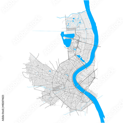 Bordeaux, France Black and White high resolution vector map
