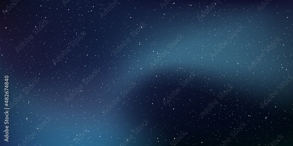 Obraz premium Realistic galaxy sky, Starry nights with bright shiny stars, Shining stars in the dark sky. Vector illustration.