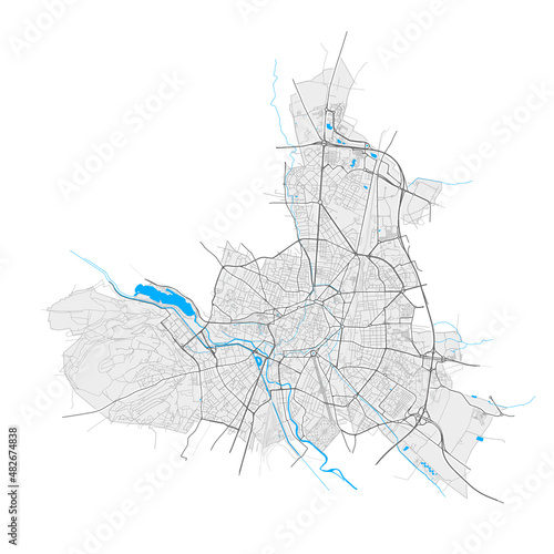 Dijon, France Black and White high resolution vector map