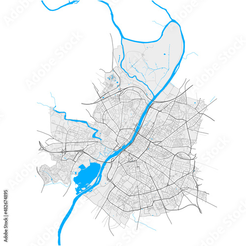 Angers, France Black and White high resolution vector map