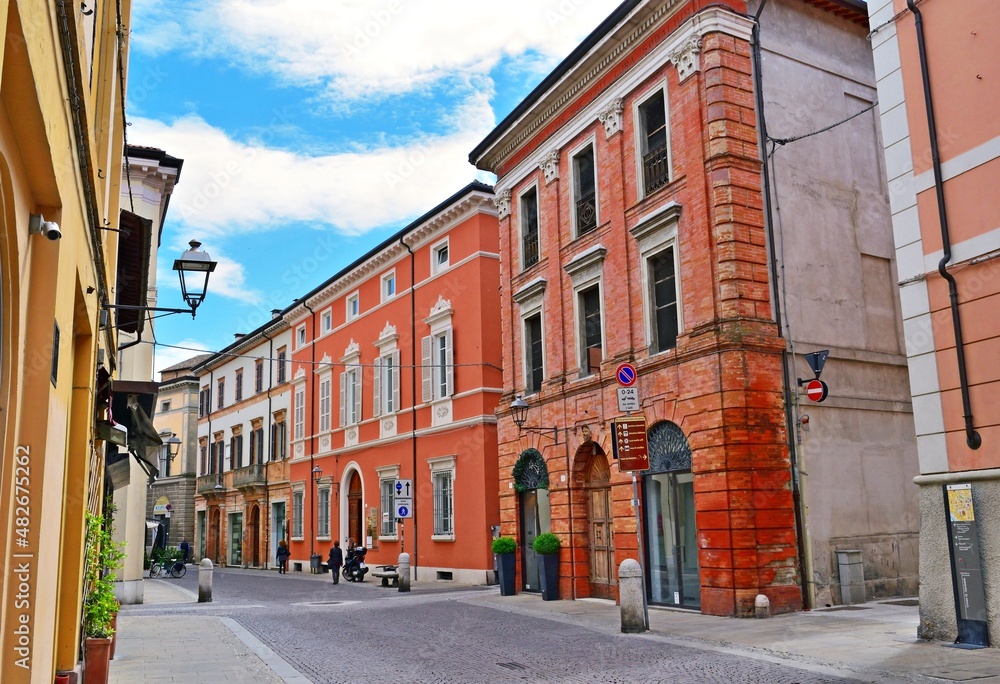 view of the historic center of the city of Forlì in Emilia Romagna, Italy