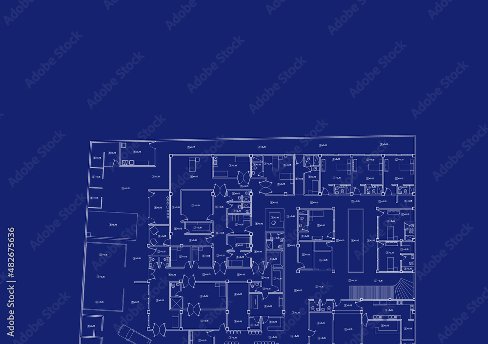 Floor plan designed building on the drawing. Floor plan designed building on the drawing.