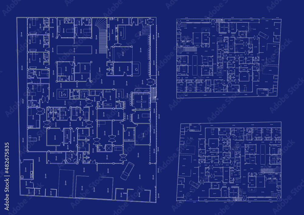 Floor plan designed building on the drawing. Floor plan designed building on the drawing.