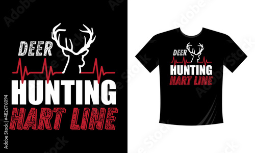 Deer Hunting Hart Line. Hunting T-Shirt, Hunting Vector graphic for t shirt. Vector graphic, typographic poster or t-shirt. Hunting style background. photo