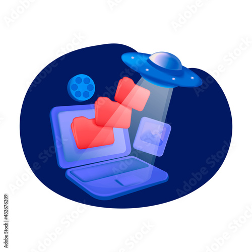 cleaning up the desktop folders. Digital hygiene. Computer files. Mess. Conceptual vector illustration, clip art