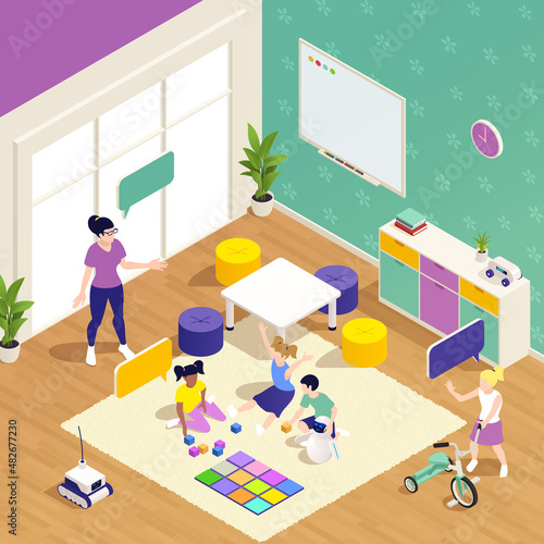 Kindergarten Isometric Concept