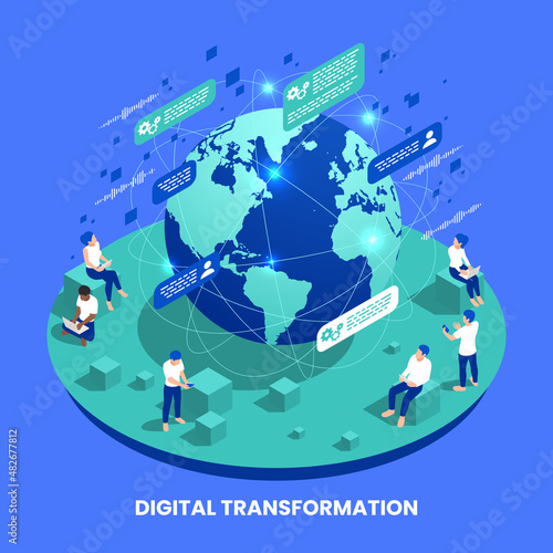 Digital Transformation Isometric Composition
