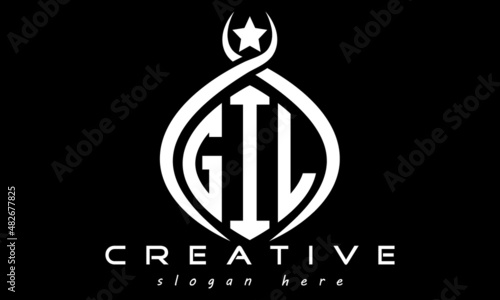 three letters GIL monogram curved oval initial logo design, geometric minimalist modern business shape creative logo, vector template	
