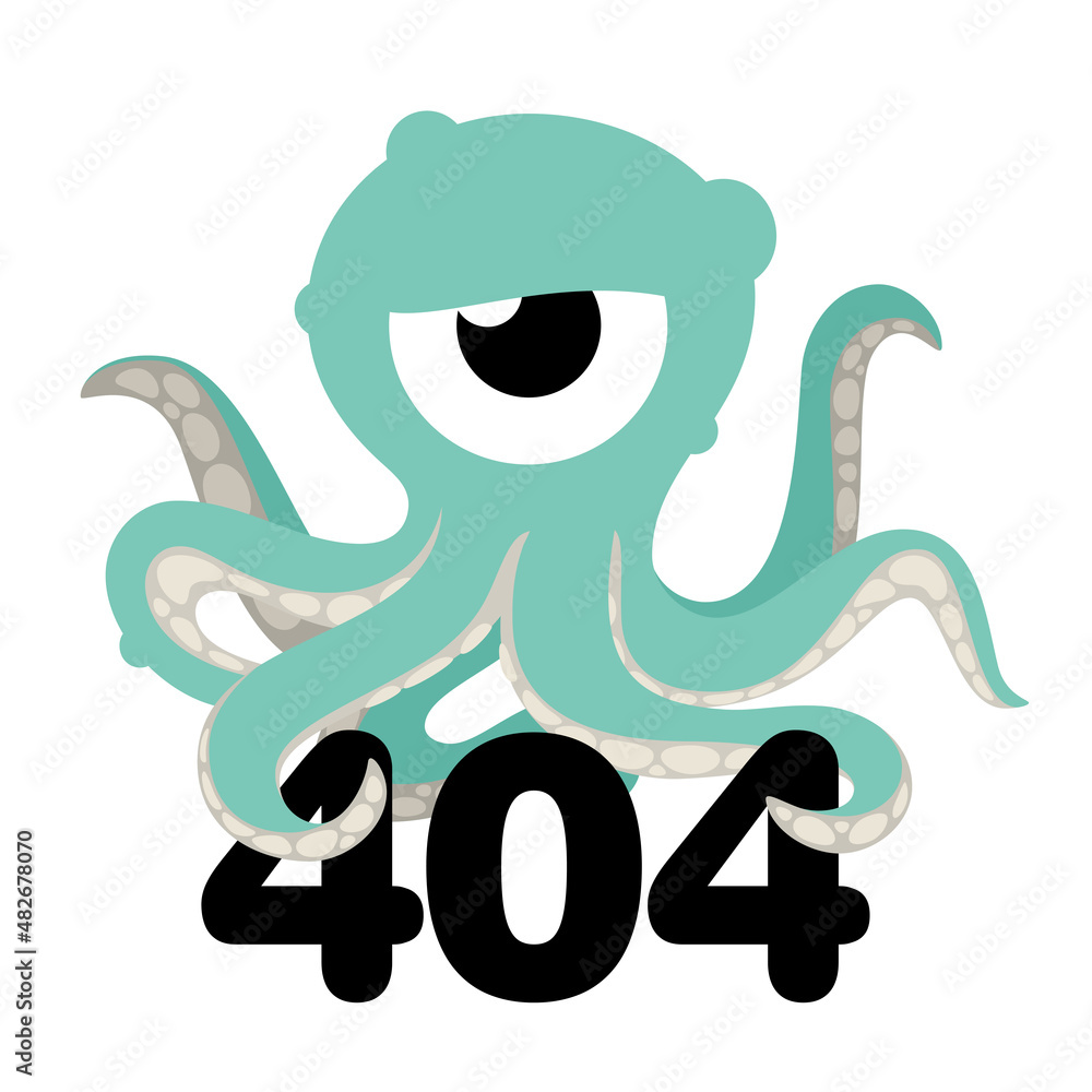 Image for page not found error 404. Octopus holding 404 error Image for page not found error 404. Octopus holding 404 error