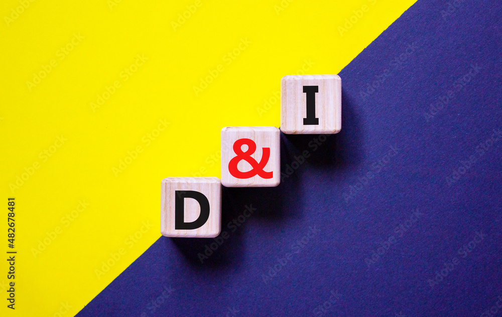 D and I, Diversity and inclusion symbol. Concept words D and I