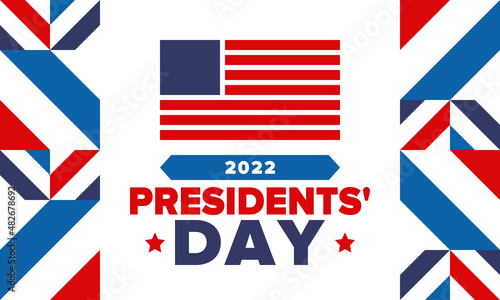 Happy Presidents' Day in February. Celebrated in United States. Washington's Birthday. Federal holiday in America. Patriotic american vector illustration. Poster, banner and background