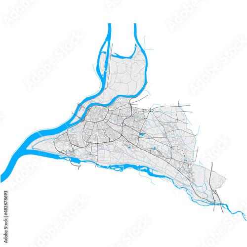 Avignon, France Black and White high resolution vector map