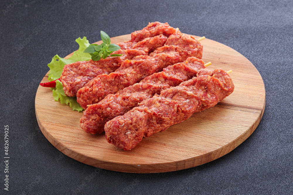 Raw beef kebab minced meat