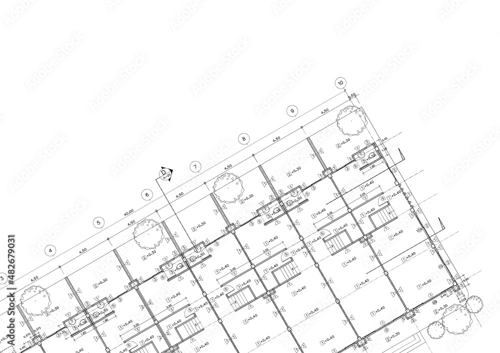 Fototapeta premium Floor plan designed building on the drawing.