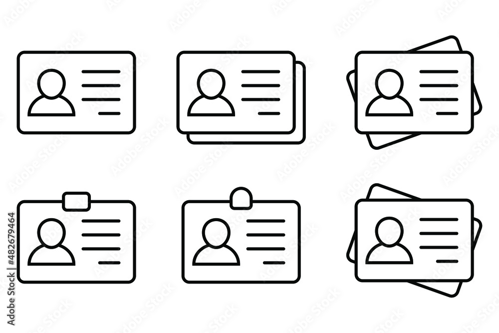 ID Card icon collection. Employee clerk card, driver license ...