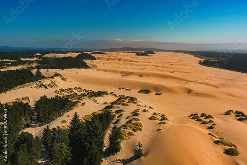 Florence Oregon sand dunes from a drone