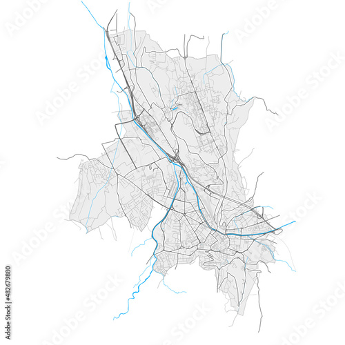 Chambery, France Black and White high resolution vector map photo