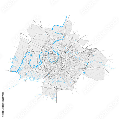 Niort, France Black and White high resolution vector map