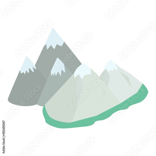 Swiss mountain icon isometric vector. High mountain with a snow capped peak icon. Beautiful swiss alps, tourism, active recreation © ylivdesign